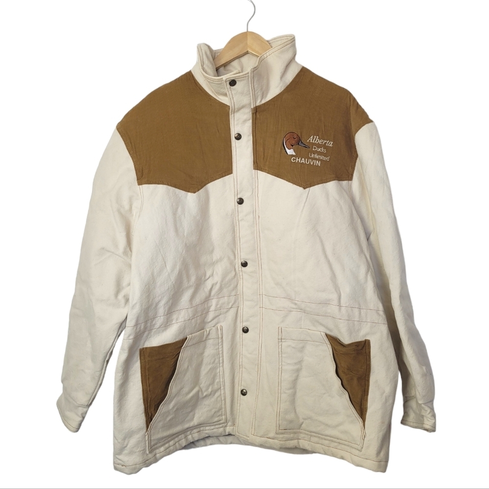 Vintage White and Brown Ducks Unlimited Jacket